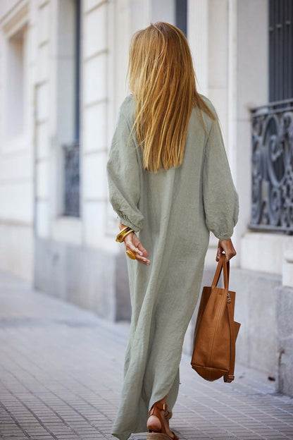 Luna's Serene Escape Buttoned Maxi Dress