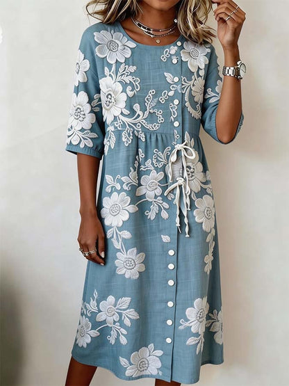 Women'S Casual Color-Block Printed Dress