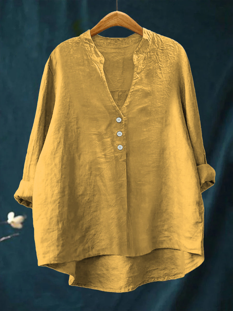 Women's Casual Cotton and Linen Shirt