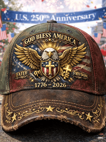 Eagle & Liberty & Cross United States 250th Anniversary Art Print Baseball Cap