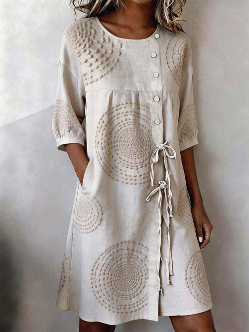 Women'S Casual Color-Block Printed Dress