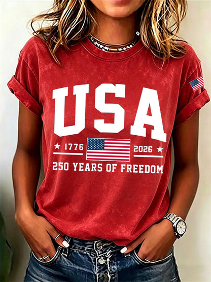 Women'S  America Flag Printed Casual T-Shirt