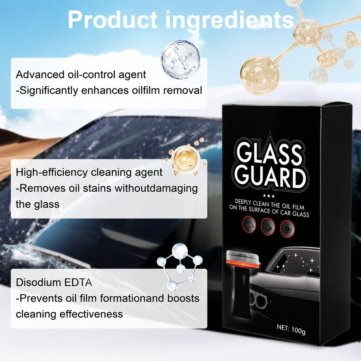 Car-Mounted Handheld Glass Oil Film Remover Paste — Removes Stains Without Leaving a Trace