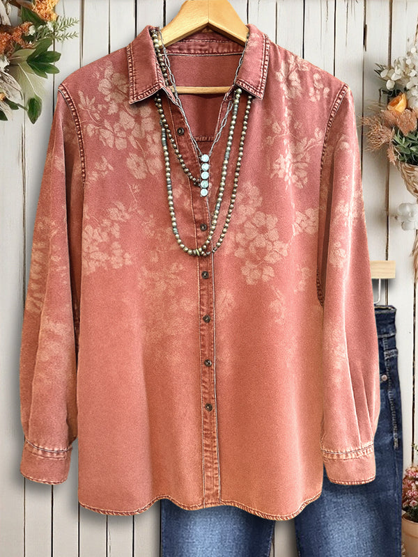 Rustic Rose Washed Denim Shirt