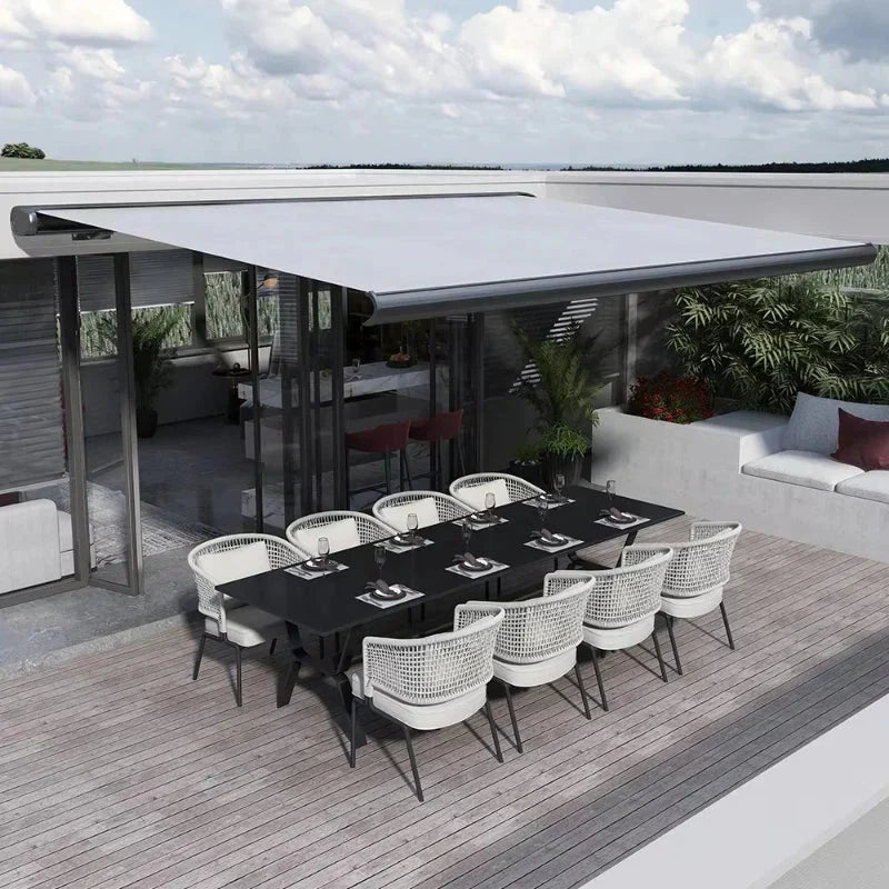 Wall-mounted electric retractable waterproof outdoor awning
