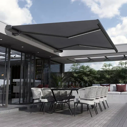 Wall-mounted electric retractable waterproof outdoor awning