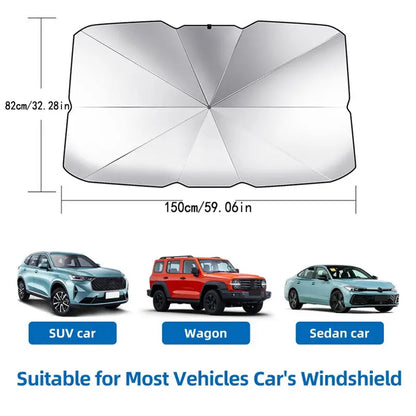 Car Front Windshield Sunshade, Multipurpose Car Glass Sun Shade, UV Blocker & Heat Reducer Car Sun Cover, Universal Easy-Fold Front Anti-UV Windshield Sunshade, Car Accessories