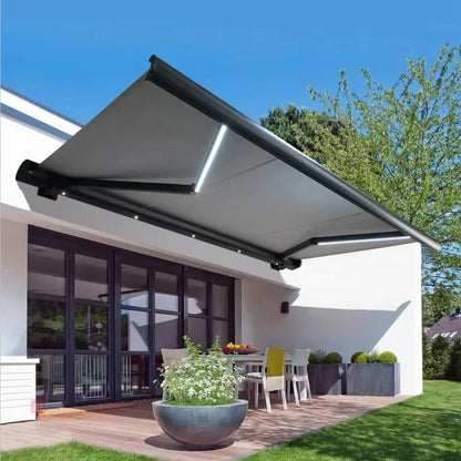 Wall-mounted electric retractable waterproof outdoor awning