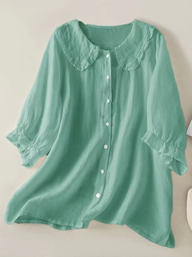 Women‘s Peter Pan Collar Cotton Shirt