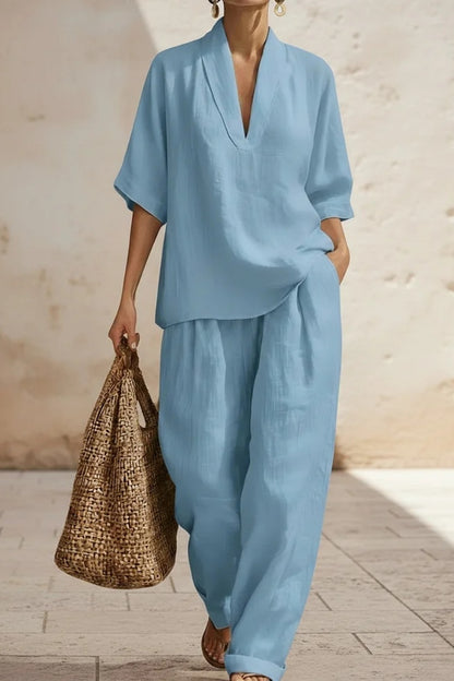 Women's Casual Cozy Minimalist Linen Two-piece Set