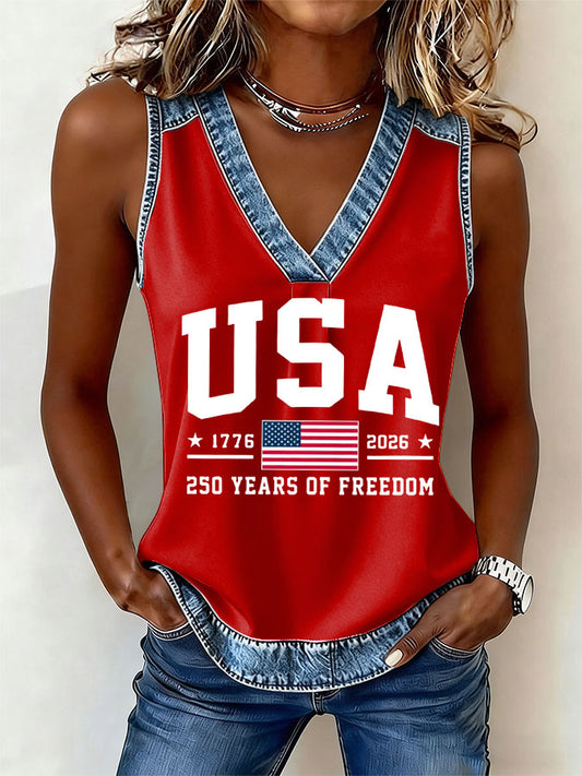Women'S Flag Printed Casual Vest