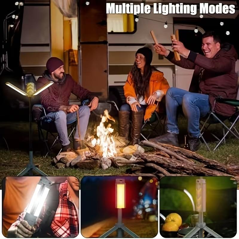 8000mAh Camping Lantern (with Adjustable Stand) — 3.4-Foot, 1800-Lumen Cordless Work Light, Featuring 3 Adjustable Light Heads, Stepless Dimming, and Emergency Flashlight Function