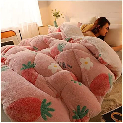 Thick warm cashmere blanket bedding hollow fiber down quilt