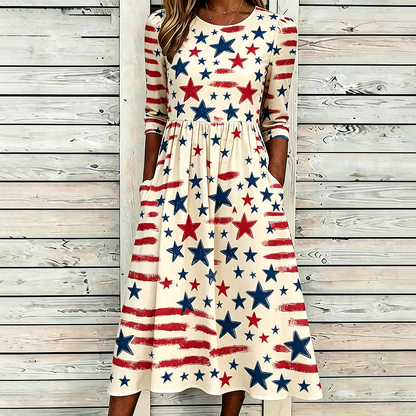 Women's Casual Pentagram Printed Round Neck Dress