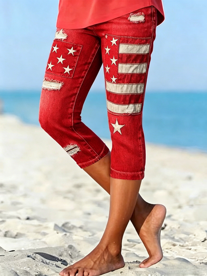 Women's 250th anniversary printed cropped pants