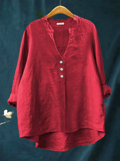 Women's Casual Cotton and Linen Shirt