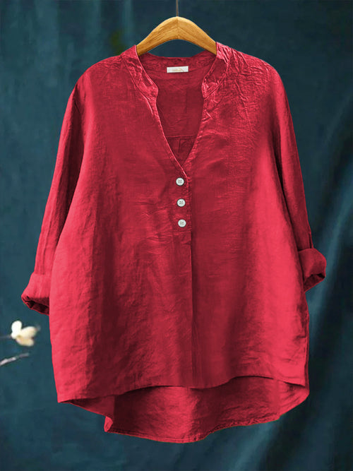 Women's Casual Cotton and Linen Shirt