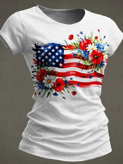 Women's Casual American 250th Anniversary Print T-shirt