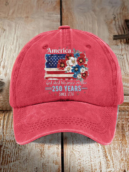 Unisex 250th Anniversary National Flag Floral Print Hat