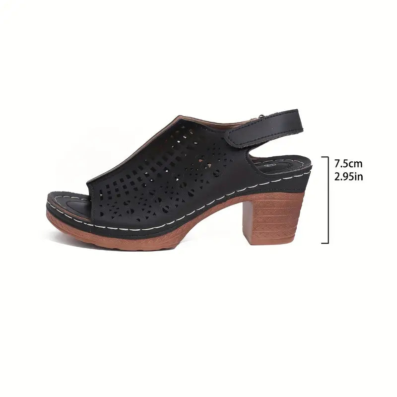 Women's Elegant Fashion Hollow Out Chunky Heels Sandals
