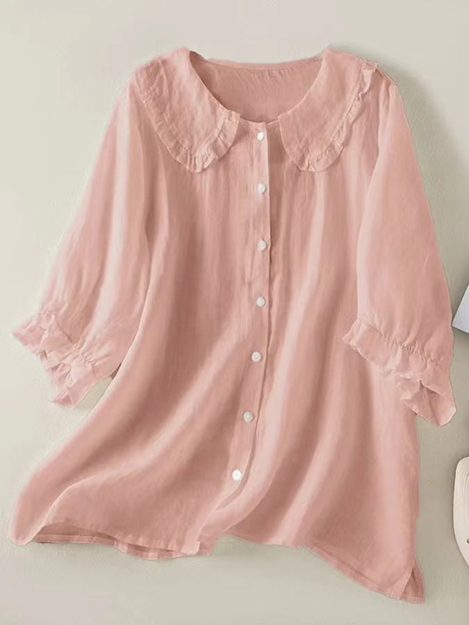Women‘s Peter Pan Collar Cotton Shirt