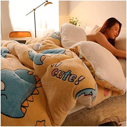 Thick warm cashmere blanket bedding hollow fiber down quilt
