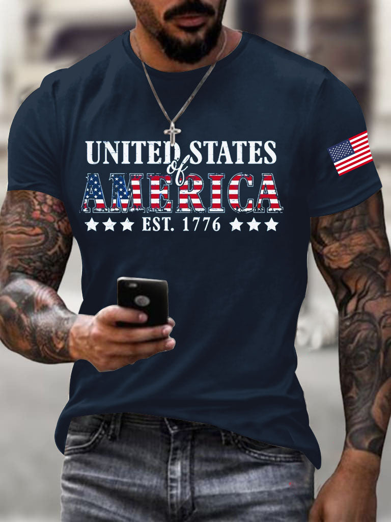Men'S 250Th Anniversary United States of America Printed Casual T-Shirt