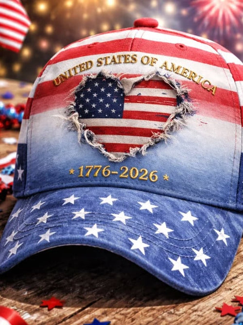 Unisex Casual Hat With American 250th Anniversary Commemorative Print.