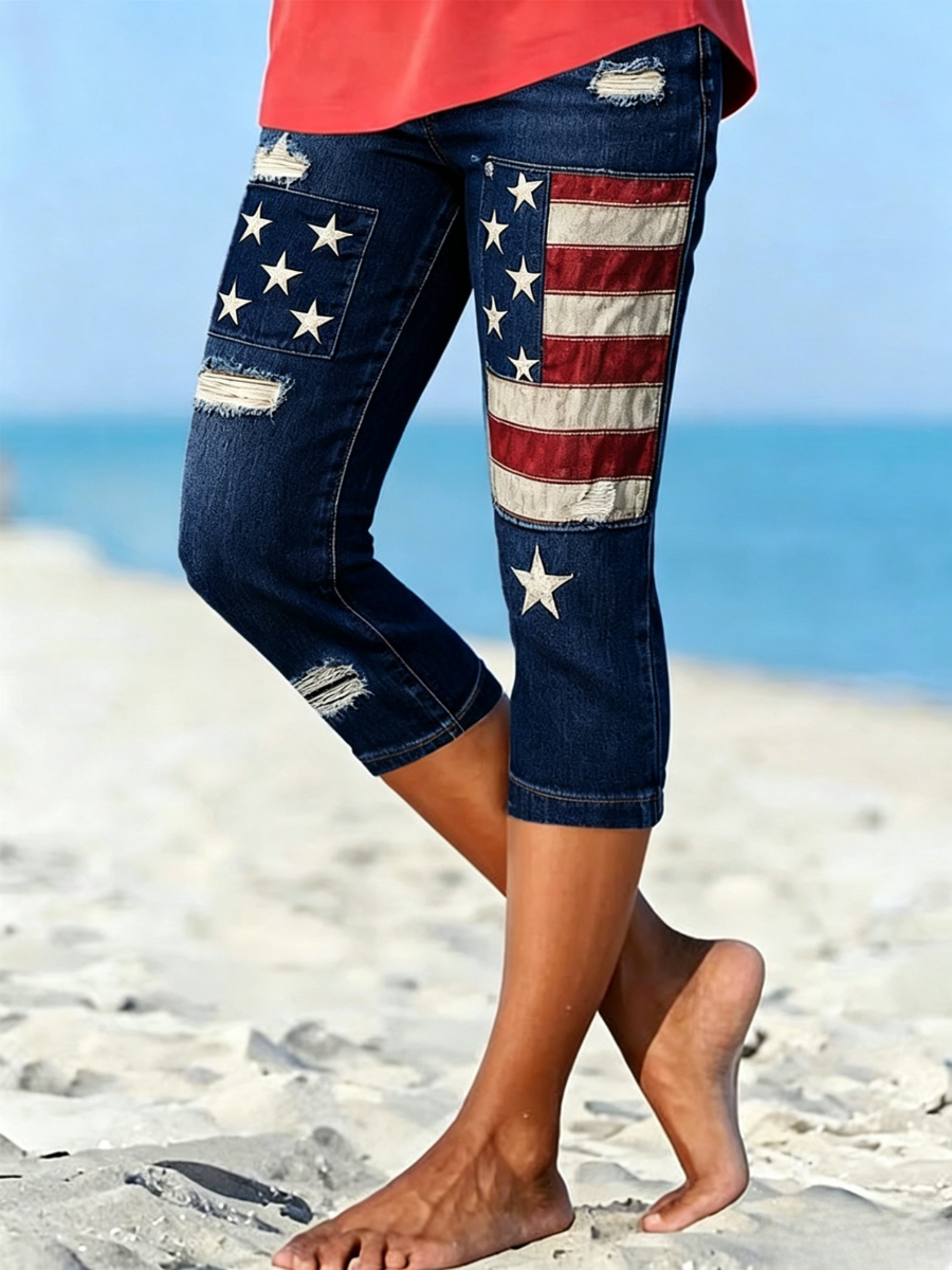 Women's 250th anniversary printed cropped pants