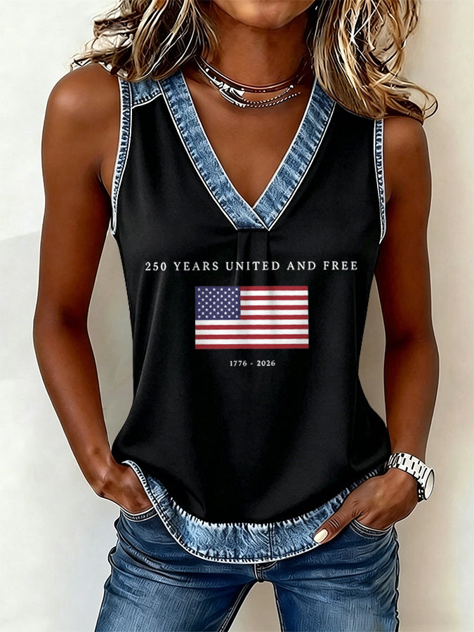 Women'S Flag Printed Casual Vest