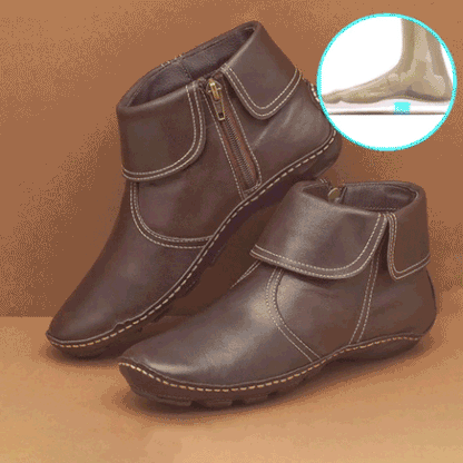 Women Hemmed Zip Casual Plain Round Toe Short Boots With Flat Heel