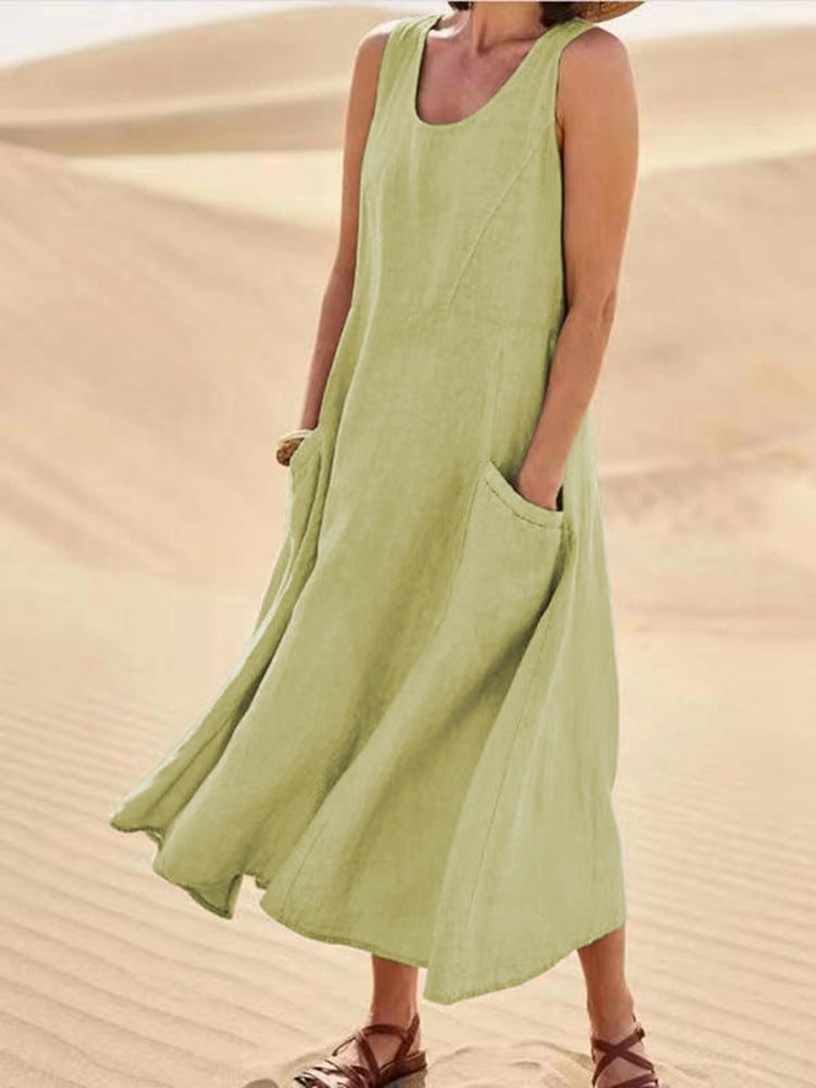 🔥50% Off Sale! Women's Sleeveless Cotton And Linen Dress