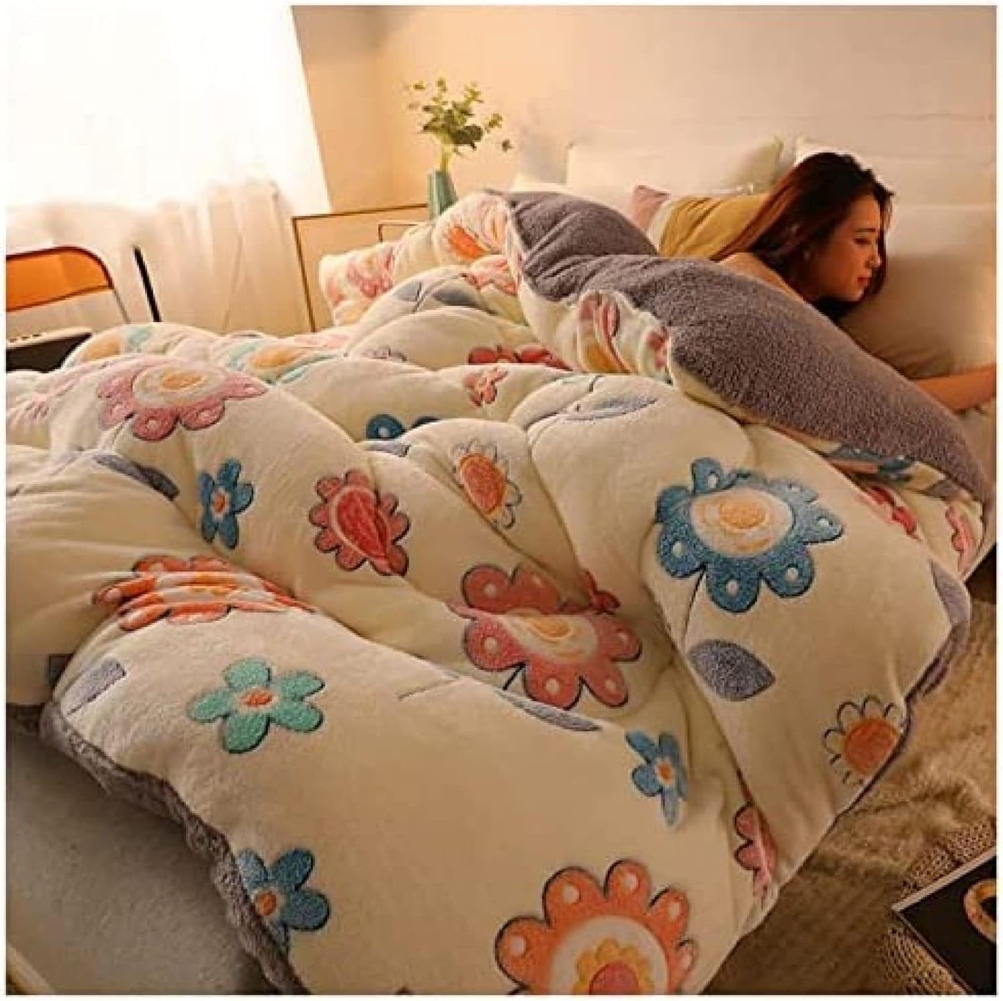 Thick warm cashmere blanket bedding hollow fiber down quilt