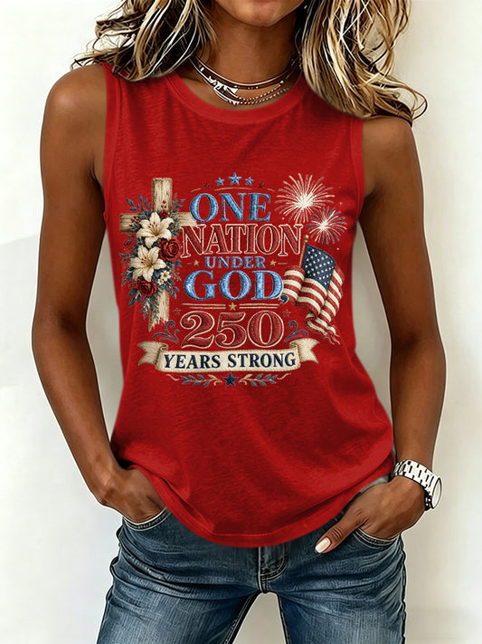 Women'S America Flag Printed Tank Top