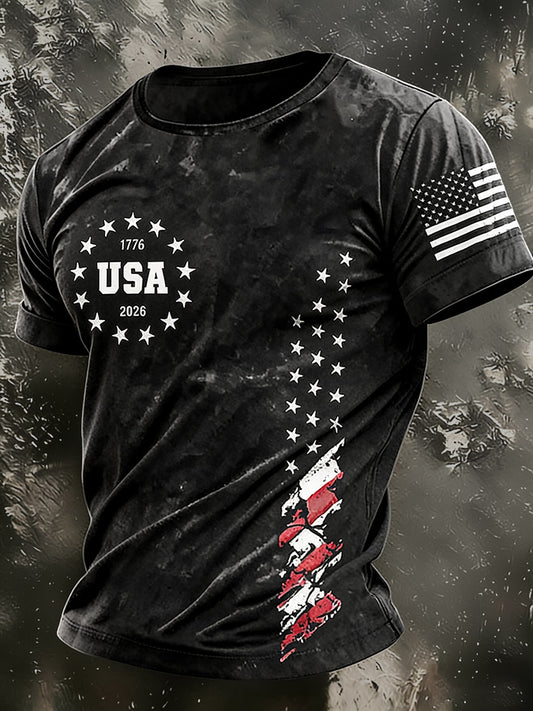 Men'S America Flag Printed Casual T-Shirt