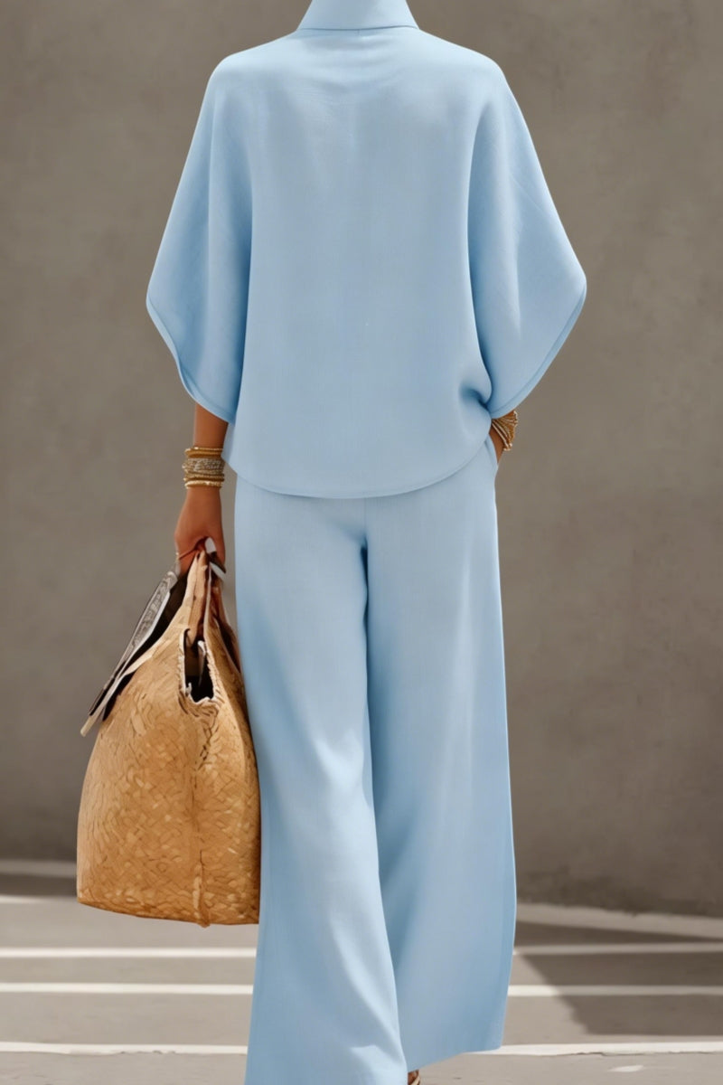 Women’s Batwing Sleeve Linen Cotton Two-Piece Set