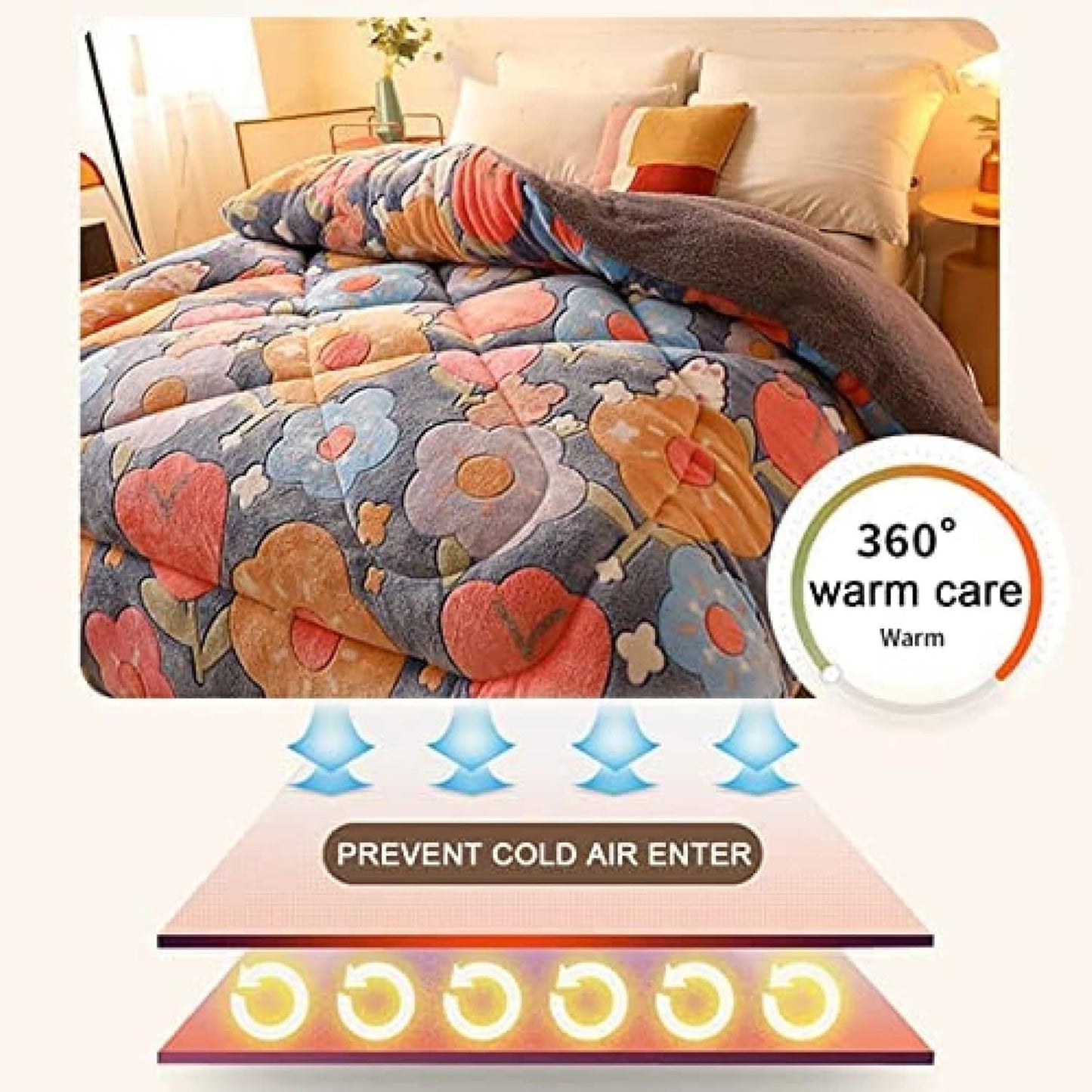 Thick warm cashmere blanket bedding hollow fiber down quilt