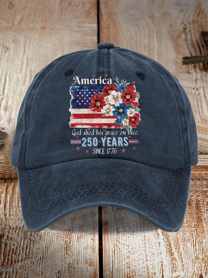 Unisex 250th Anniversary National Flag Floral Print Hat
