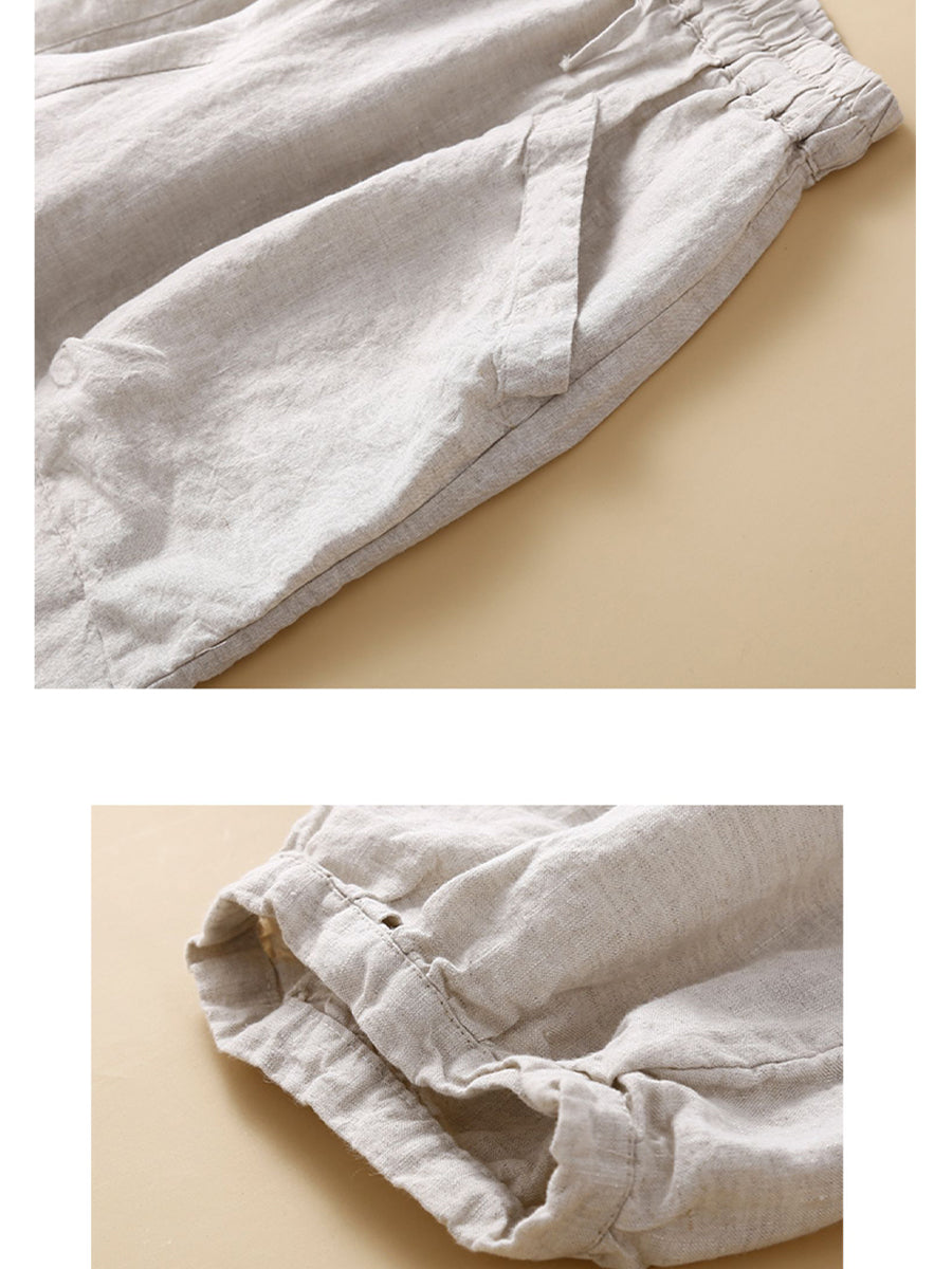 Women's Cotton And Linen Casual Cropped Pants