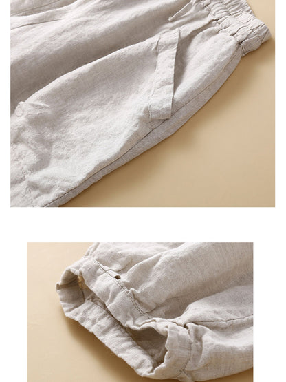 Women's Cotton And Linen Casual Cropped Pants