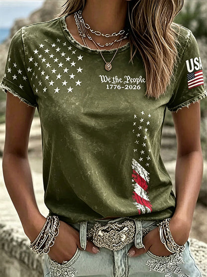 Women's USA Printed Casual T-shirt