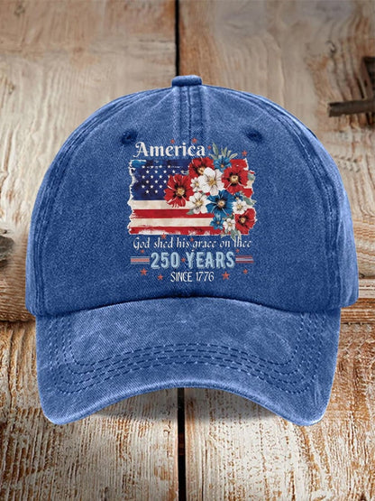 Unisex 250th Anniversary National Flag Floral Print Hat