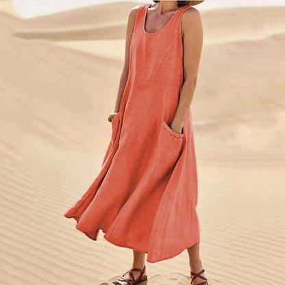 🔥50% Off Sale! Women's Sleeveless Cotton And Linen Dress