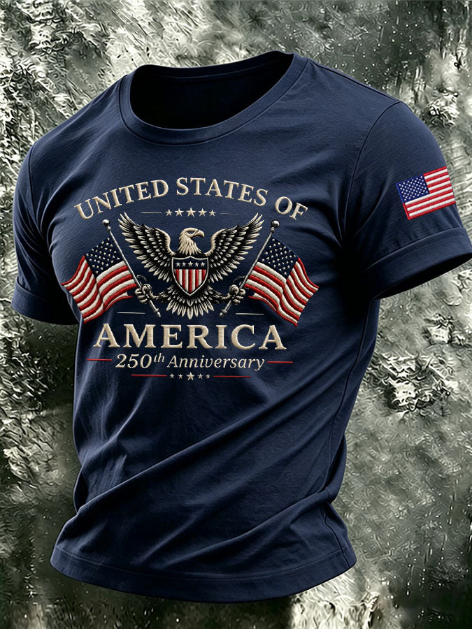Men's The United States of America Printed Casual T-shirt