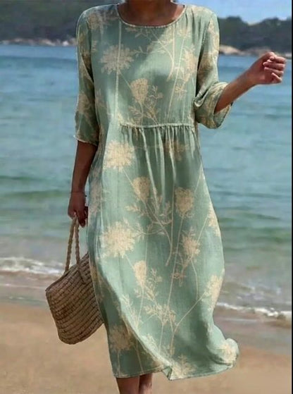 Women's Casual Floral Print Round Neck Dress