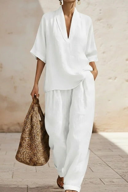 Women's Casual Cozy Minimalist Linen Two-piece Set