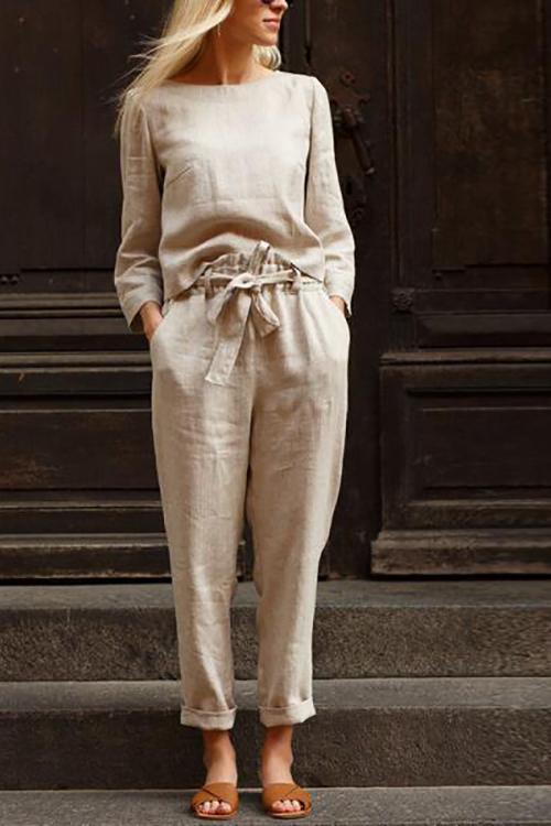 Women's Solid Color Fashion Leisure Suit Two-piece Set Suit
