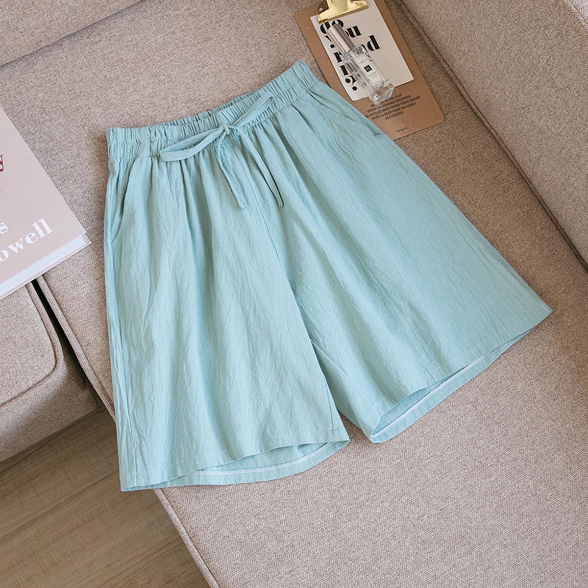 Women's Solid Color Casual Loose Cotton Shorts