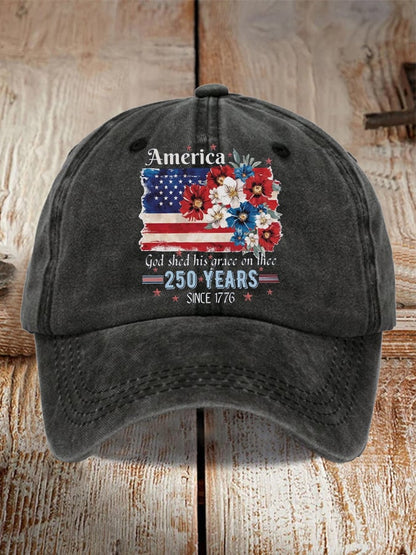 Unisex 250th Anniversary National Flag Floral Print Hat