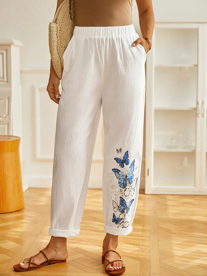 Butterfly Printed Casual Pants
